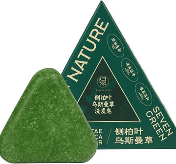 Green Natural Herbal Anti-Hair Loss Shampoo Soap, Green Triangle, Scalp Care and Hair Root Strengthening
