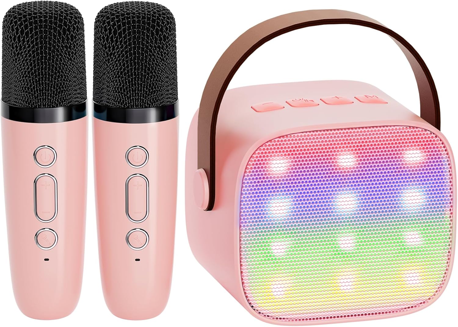 Mini Karaoke Machine for Kids Adults, Portable Bluetooth Speaker with 2 Wireless Microphones, TOP Birthday Gifts Toys for Girls Ages 3, 4, 5, 6, 7, 8, 9,10,11,12+ Years Old Toddler (Lightpink)
